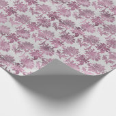 Burgunderrot Silberblüten Geschenkpapier (Ecke)