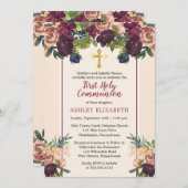 Burgunderrot | Wasserfarbene Kommune Einladung (Vorne/Hinten)