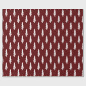 Burgunderrot | White Pine Trees Weihnachten | Urla Geschenkpapier (Flach)