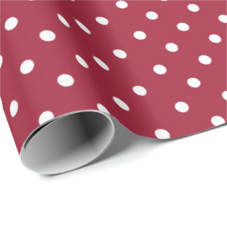 Burgunderrot | White Polka Dot Wrapping Paper Geschenkpapier