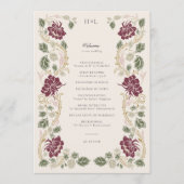Burgunderrote Art Nouveau Hochzeit Programm (Vorderseite)