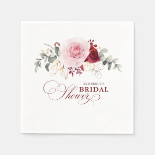 Burgunderrote Blumen Elegant Boho Für Jede Party Serviette