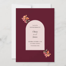 Burgunderrote Blumen-Hochzeit 'Save the Date'-Kart