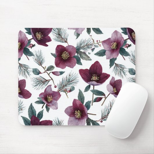 Burgunderrote Blumen Mousepad (Mit Mouse)