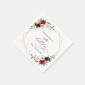 Burgunderrote Blumen, rosa Blumen, Geburtstag Serviette (Ecke)