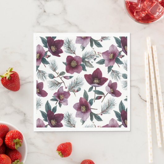 Burgunderrote Blumen Serviette (Beispiel)
