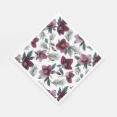 Burgunderrote Blumen Serviette (Ecke)