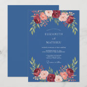 Burgunderrote Blumenbogen-Hochzeit Einladung (Vorne/Hinten)