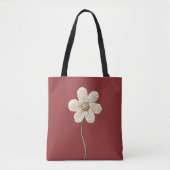 Burgunderrote cremefarbene falsche Strickblume Tasche (Vorderseite)