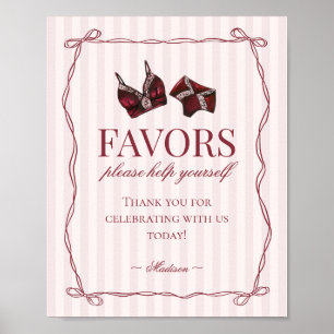 Burgunderrote Dessous-Geschenke für den Junggesell Poster