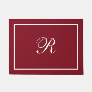 Burgunderrote elegante Schrift Monogramm Fußmatte