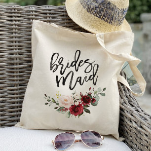 Burgunderrote Floral-Brautjungfern-Geschenke Tragetasche