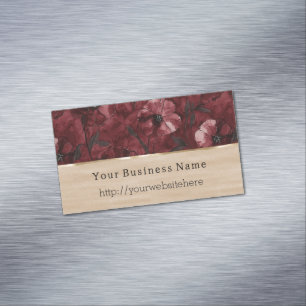 Burgunderrote Florale Creme Geschäft name Webseite Magnetische Visitenkarte