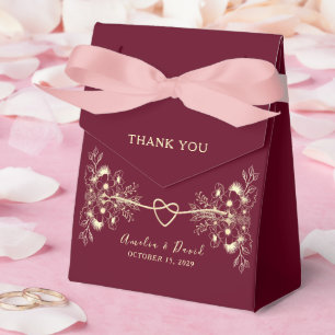 Burgunderrote Florale Hochzeit Geschenkschachtel