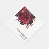 Burgunderrote Florale Hochzeit Serviette (Ecke)