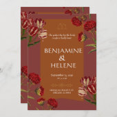 Burgunderrote Floraleinladung Einladung (Vorne/Hinten)