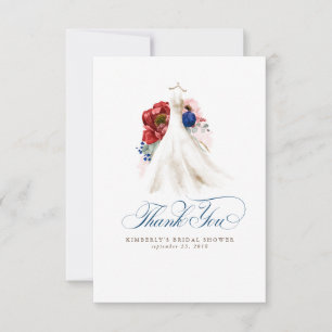 Burgunderrote Navy-Blumen-Braut-Dankeschön Dankeskarte