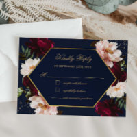 Burgunderrote Pfingstrosen-Hochzeit mit Navy-Blume