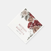 Burgunderrote Rosen Florale Hochzeit Serviette (Ecke)