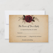 Burgunderrote Rosen-Schwarze Vintage-Hochzeit