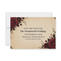 Burgunderrote Rosen-Schwarze Vintage-Hochzeit