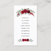 Burgunderrote Rosen-Trauerkarte Visitenkarte (Rückseite)