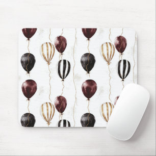 Burgunderrote Schwarz Gold Weiße Luftballons Mousepad