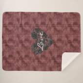 Burgunderrote schwarze Kunststoffspitze mit Blumen Sherpadecke (Vorderseite (Horizontal))