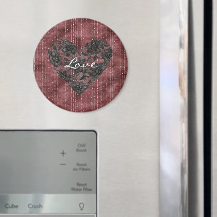 Burgunderrote Streifen Schwarze Kunstspitze Floral Magnet