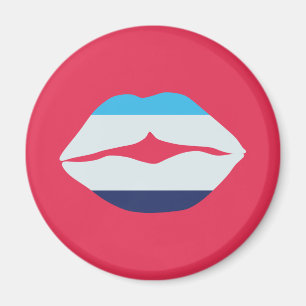 Burgunderrote und blau gestreifte Lippen Magnet