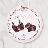 Burgunderrote Unterwäsche-Dusche-Junggesellinnenab Geschenkanhänger (Rückseite)