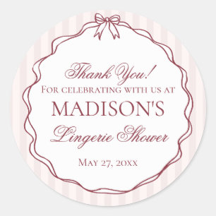 Burgunderrote Unterwäsche Dusche Junggesellinnenab Runder Aufkleber