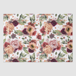 Burgunderrote verbrannte orangefarbene Blumen Herb Seidenpapier