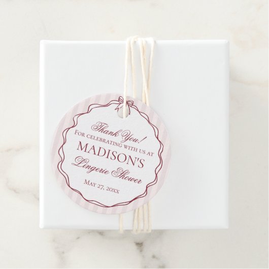 Burgunderrote Wäsche Dusche Junggesellinnenabschie Geschenkanhänger (Beispiel)