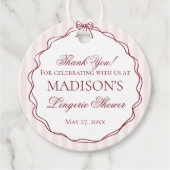 Burgunderrote Wäsche Dusche Junggesellinnenabschie Geschenkanhänger (Vorderseite)