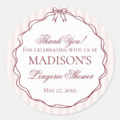 Burgunderrote Wäsche Dusche Junggesellinnenabschie Runder Aufkleber (Vorderseite)