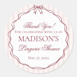 Burgunderrote Wäsche Dusche Junggesellinnenabschie Runder Aufkleber