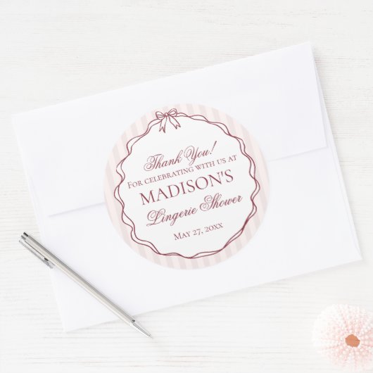 Burgunderrote Wäsche Dusche Junggesellinnenabschie Runder Aufkleber (Umschlag)