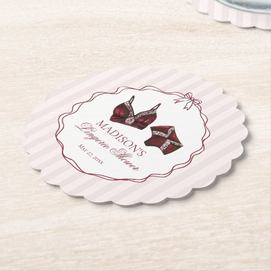 Burgunderrote Wäsche Dusche Spitze Junggesellinnen Untersetzer (angewinkelt)