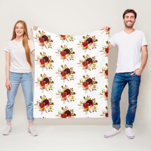 Burgunderrote Wasserfarbenrosen Fleece-Decke Fleecedecke