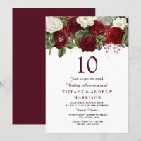 Burgunderrote weiße Rosen 10. Hochzeitstag