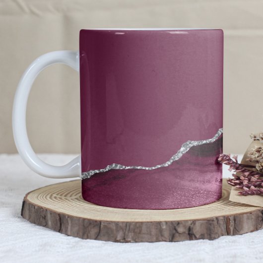 Burgunderroter Achat-Silber-Glitter Kaffeetasse