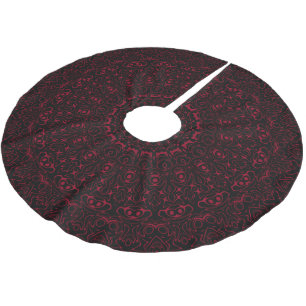 Burgunderroter Mandala mit ornamentaler Symmetrie Polyester Weihnachtsbaumdecke