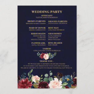 Burgunderrotes Navy-Blumen-Rustikal-Boho-Fächerrüc Programm