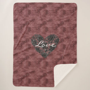 Burgunderstreifen Schwarz Falsche Spitze Florales  Sherpadecke