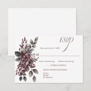 Burgunderwein und Salbei Floral RSVP Karte