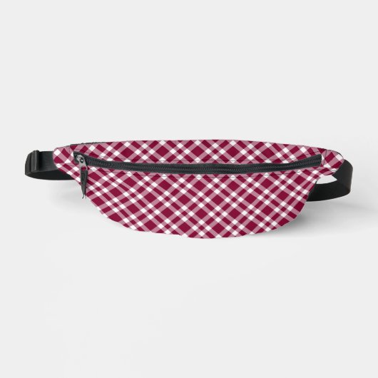 Burgunderweißes Karomuster Bauchtasche (Vorderseite)