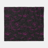 Burgundi Blütenmuster personalisierter Name Fleecedecke (Vorderseite (Horizontal))