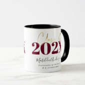 Burgundi Gold Abschluss Modernes Drehbuch Tasse (VorderseiteRechts)