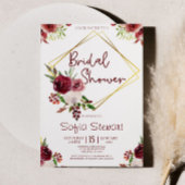 Burgundi Gold Floral Blume Frame Brautparty Einladung